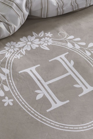 Parure de couette en coton 57 fils Charme - Beige et blanc