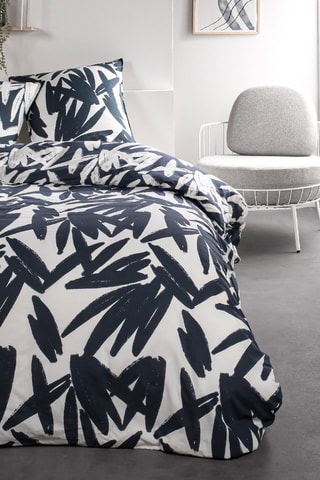 Parure de couette en coton Sunshine - Bleu marine et blanc