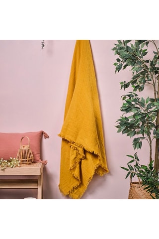 Plaid en gaze de coton 135 g/m² Ocre - 150 x 200 cm