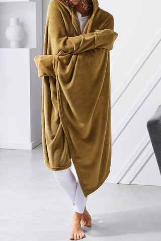 Plaid à capuche Tropik paon Marron - 115 x 165 cm