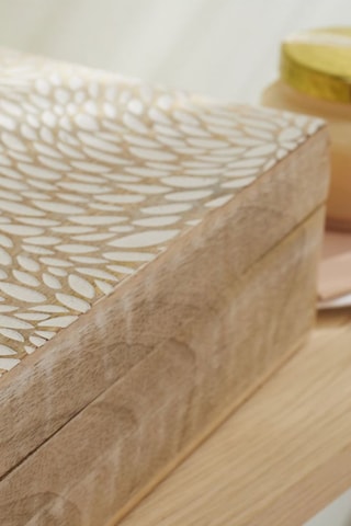 3 Boites en bois de manguier avec couvercle - Beige