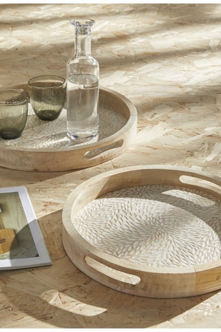 Plateau en bois Mango Wood - 35 x 35 x 5 cm - Naturel