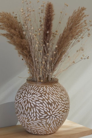 Vase en bois de manguier - Beige - 17 x 17 x 18,8 cm