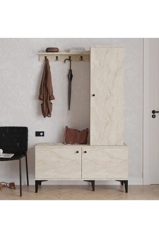 Meuble d'entrée 3 portes Lex - 110 x 175 x 40 cm