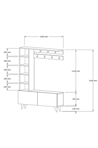 Meuble d'entrée 2 abbatants - 120 x 161,8 x 35 cm