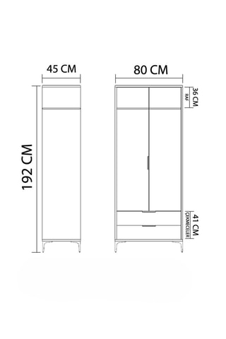 Armoire 2 portes - 80 x 192 x 45 cm