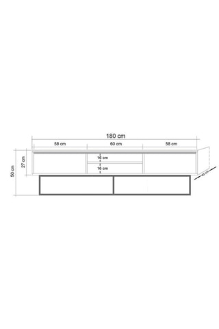 Meuble TV 2 tiroirs Rodez 180 - 180 x 50 x 40 cm