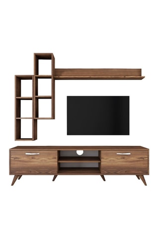 Meuble TV et 3 étagères murales - 180 x 48,6 x 35 / 133 x 15 x 15 / 2 étagères de 22,1 x 90 x 18,5 cm