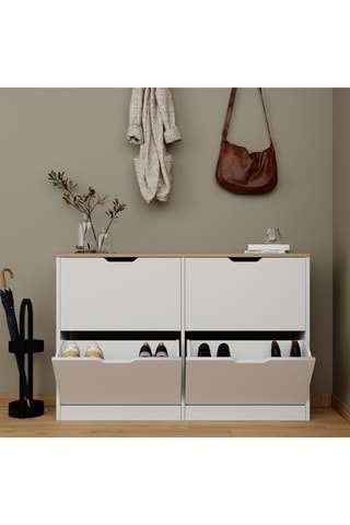 Meuble à chaussures 4 abattants - 79,2 x 120,5 x 30 cm