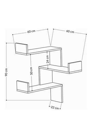 Etagère murale 3 niveaux Luksa - 60 x 60 x 90 cm