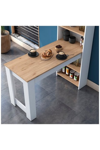 Table de cuisine avec étagère - 120 x 154 x 54 cm