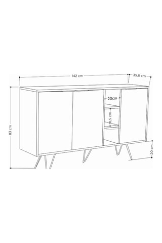 Buffet 3 portes Clara - 142 x 83 x 35,6 cm