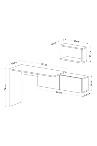Bureau 2 portes Tiff - 74 x 145 x 45 cm