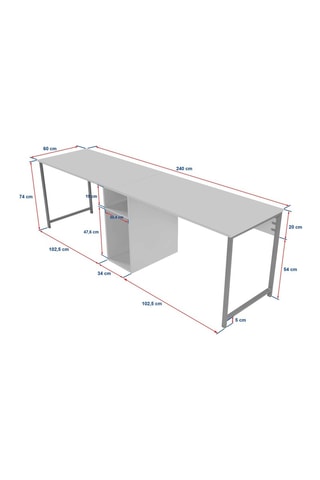 Bureau Twin  - 240 x 74 x 60 cm