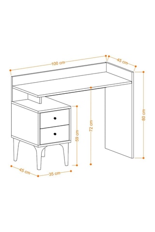 Bureau 2 tiroirs Puuk - 100 x 80 x 45 cm