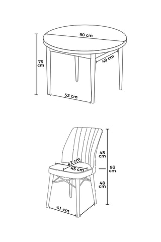 Ensemble à manger - 180 x 75 x 90 cm