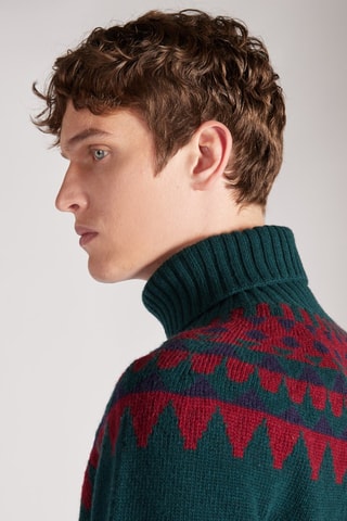 Pull slim en laine vierge - Vert foncé - Zanone