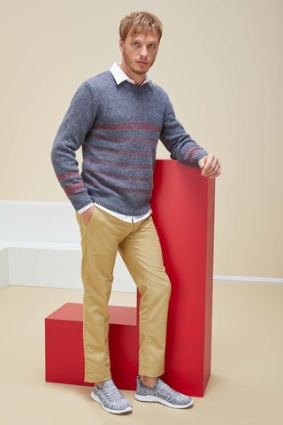 Zijde en Linnen Trui Slim Fit - Grijs - Zanone