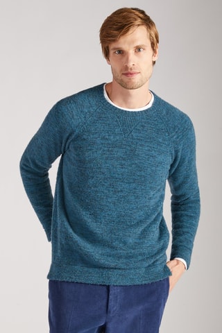 Pull regular en laine vierge - Bleu canard chiné - Zanone