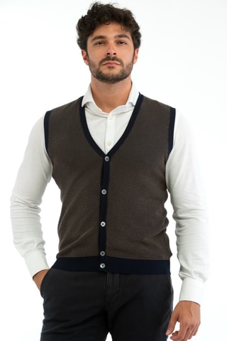 Mouwloos vest slim fit - Marineblauw - Zanone