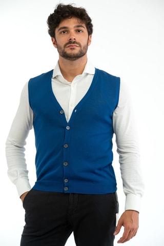 Gilet slim sans manches - Bleu - Zanone