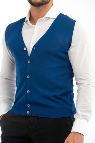 Gilet slim sans manches - Bleu - Zanone
