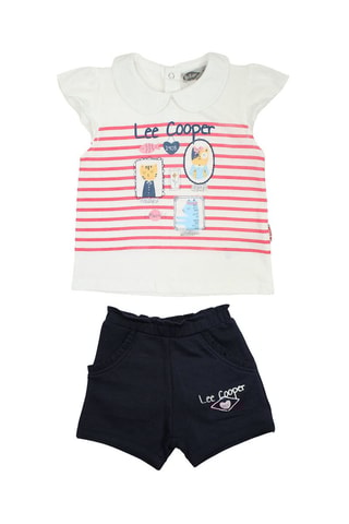 Blusa y short - Blanco y azul marino - Lee Cooper - Rosa