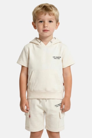 Sudadera con capucha y short - Beige