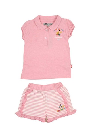 Polo y short - Rosa - Lee Cooper - Blanco y rosa
