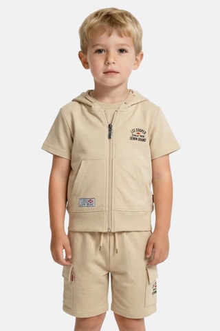 Sudadera con capucha y short - Beige