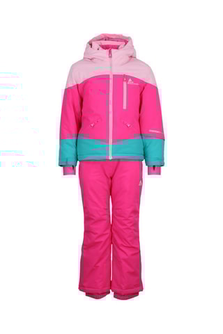 Jasje met Capuchon en Skibroek Facorse - Kaki en Ecru - Blauw en roze