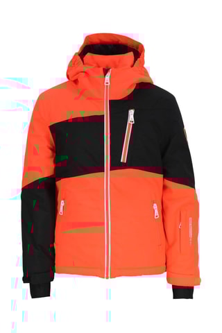 Gewatteerde Jas met Capuchon en Skibroek Fanice - Zwart en Koraalrood - Zwart en rood