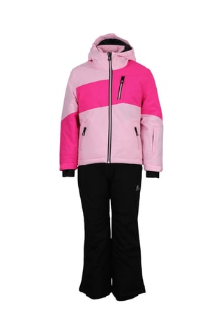 Jasje met Capuchon en Skibroek Fanice - Zwart en Camel - Roze