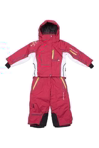 Jasje met Capuchon en Skibroek Gauline - Frambozenrood - Wit, zwart en rood