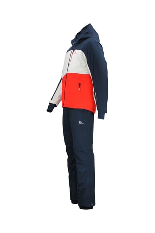 Jasje met Capuchon en Skibroek Cerome - Zwart en Camel - Wit, blauw en oranje