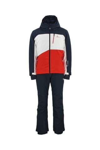 Jasje met Capuchon en Skibroek Cerome - Zwart en Camel - Wit, blauw en oranje