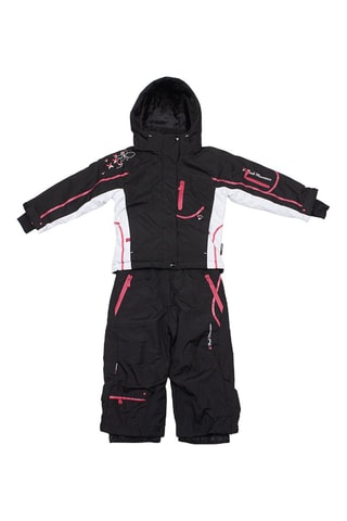 Jasje met Capuchon en Skibroek Gauline - Frambozenrood - Wit, zwart en roze