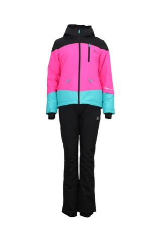 Jasje met Capuchon en Skibroek Acorse - Zwart en Hemelsblauw - Zwart, blauw en roze