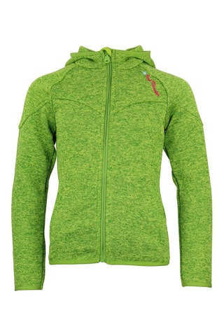 Fleece Jasje met Capuchon Gatora - Gemêleerd Lichtgrijs - Groen en roze