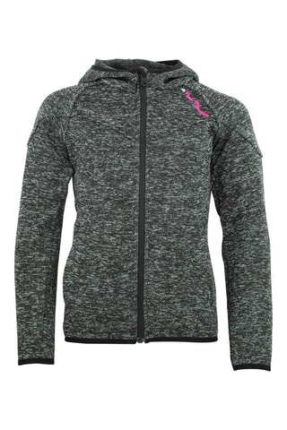 Fleece Jasje met Capuchon Gatora - Gemêleerd Lichtgrijs - Zwart, roze en grijs