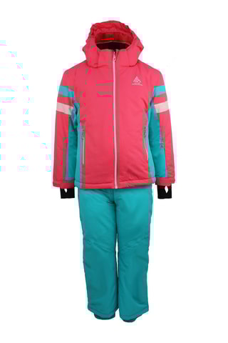Jasje met Capuchon en Skibroek Fancel - Koraalrood en Turquoise - Roze