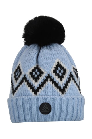 Muts met Pompon Monceau - Hemelsblauw - Blauw en zwart