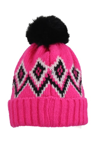 Muts met Pompon Monceau - Hemelsblauw - Zwart en roze