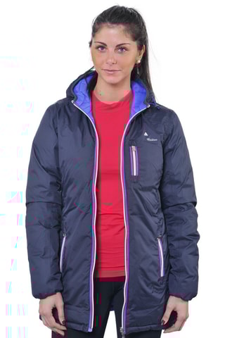 Lange Gewatteerde Jas met Capuchon Awill   - Zwart - Blauw