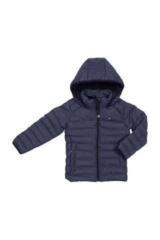 Gewatteerde Jas met Capuchon Gemêleerd Donkergrijs - Blauw