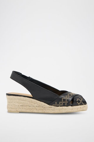 Espadrilles compensées en cuir Diana - Noir