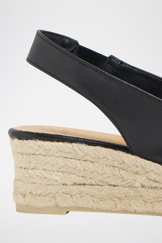 Espadrilles compensées en cuir Diana - Noir