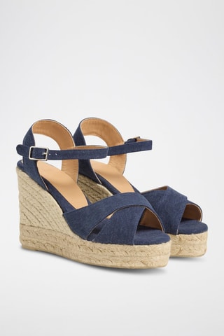 Espadrilles compensées en coton biologique Blaudell - Bleu foncé