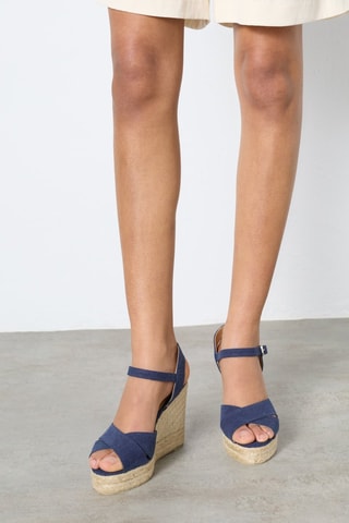 Espadrilles compensées en coton biologique Blaudell - Bleu foncé