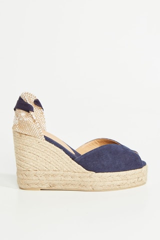 Espadrilles compensées en coton biologique Bilina - Bleu foncé